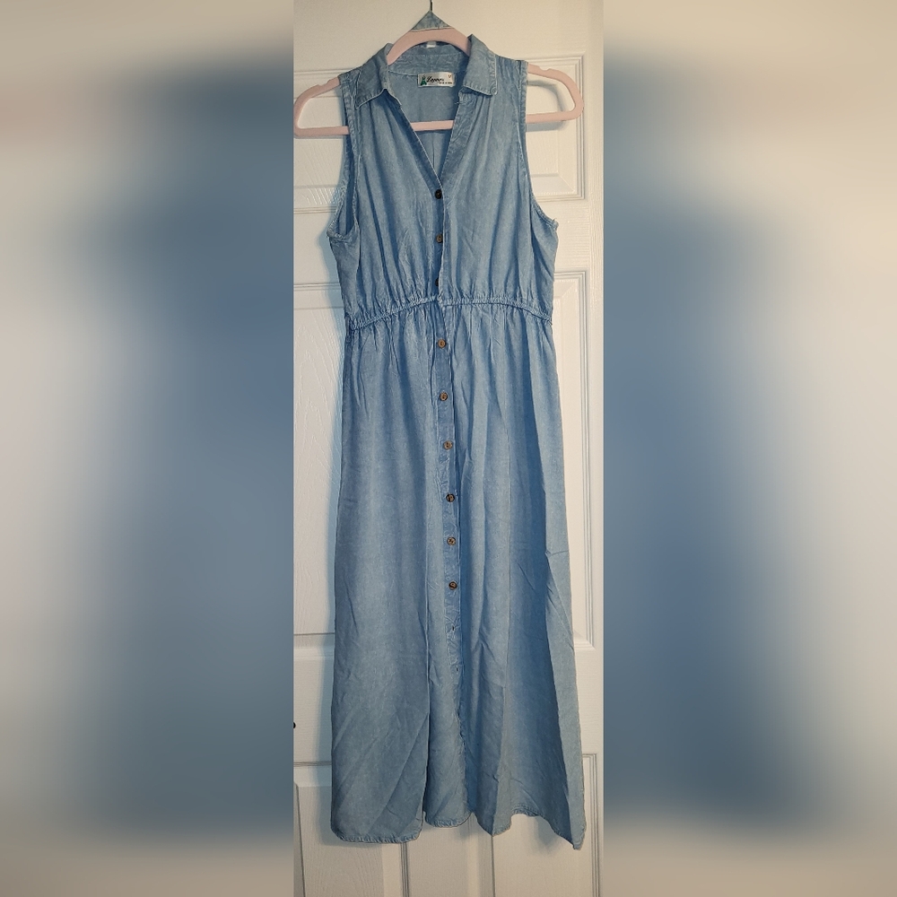 Blue Chambray Button-Down Women's Dress